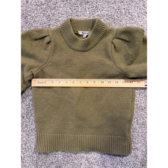 Madewell Sweater Womens XXS Olive Green Puff Sleeve Knit Cotton Wool Blend - Picture 5 of 8